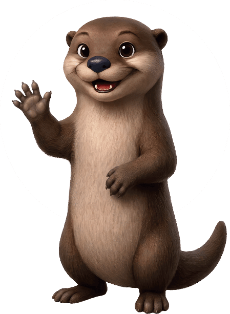 Louloute la loutre mascotte debout