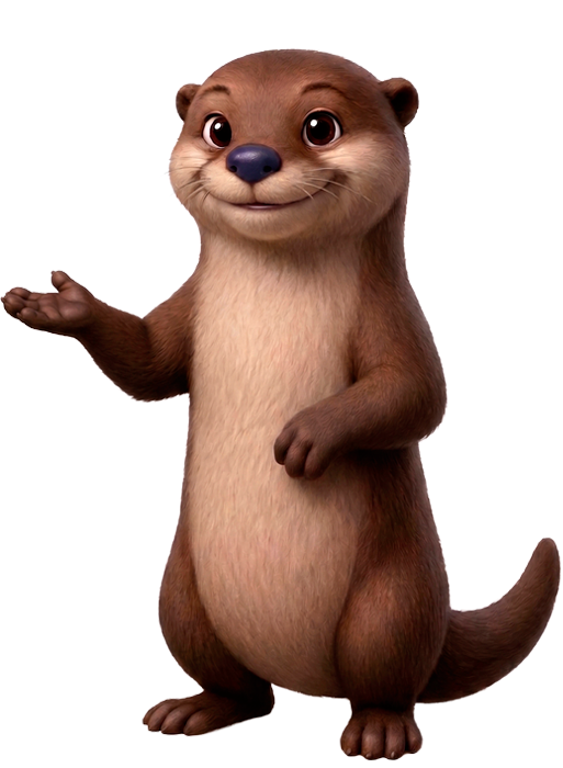 Louloute la loutre mascotte debout